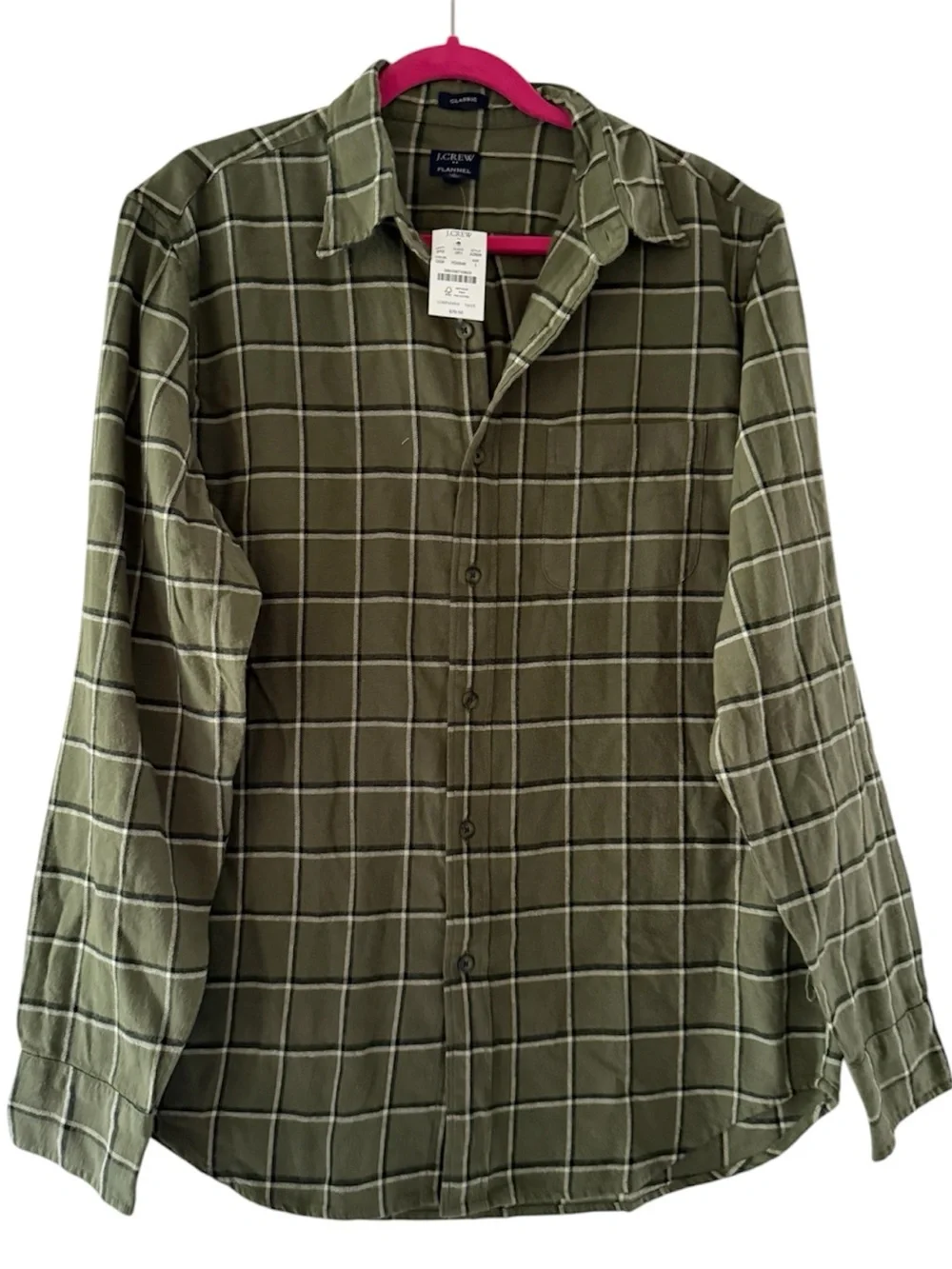 NWT - J. Crew Men’s Olive Green Windowpane Button-Down Shirt